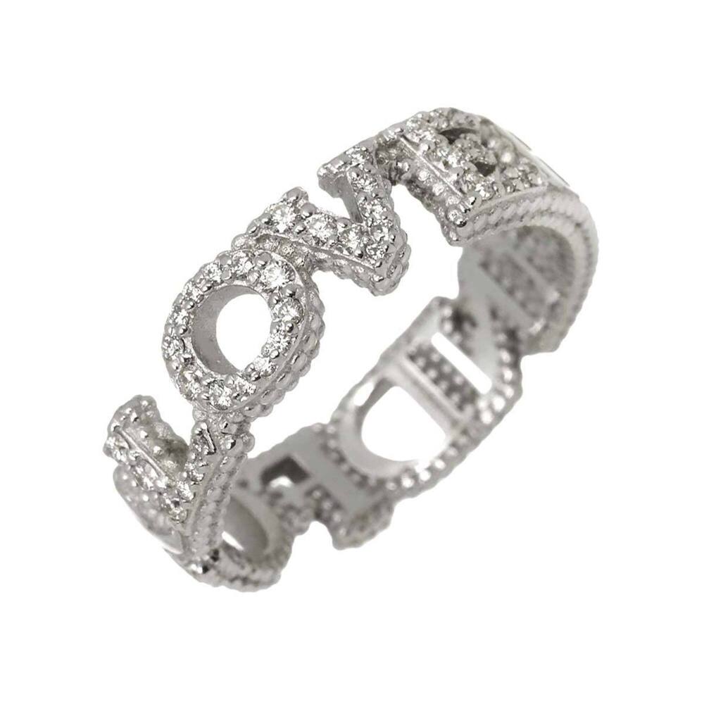 GUCCI 18k Silver Diamond Love Ring